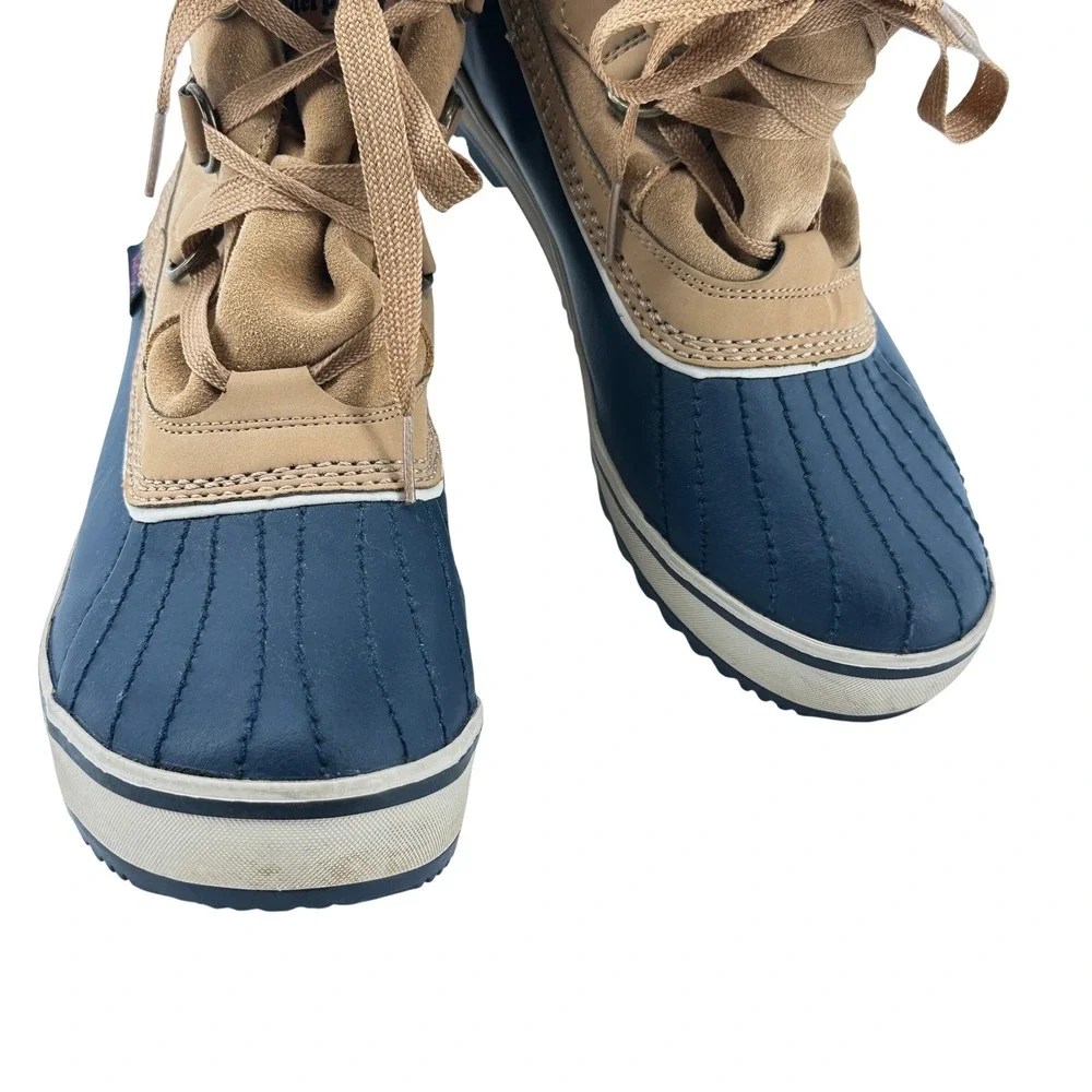 Skechers‎ Outdoor Duck Boots Womens 7.5 Tan Navy Waterproof Thinsulate